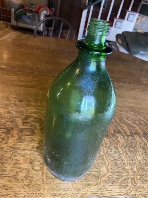 7-up 2 Liter 12” Vintage Glass Bottle W/Cap