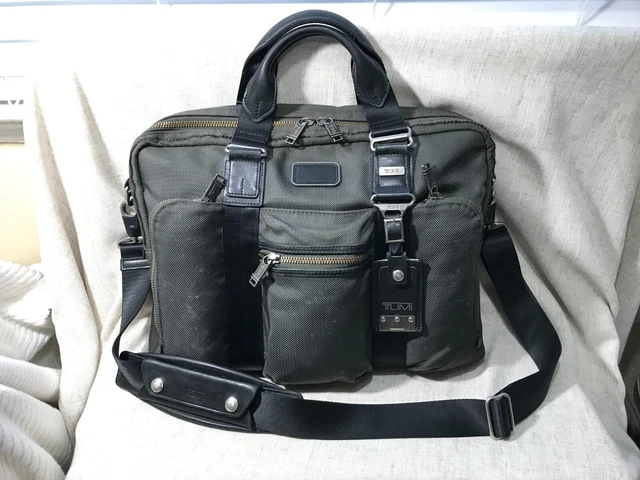 TUMI Alpha Bravo McNair Slim Nylon Leather Laptop Business Briefcase Bag