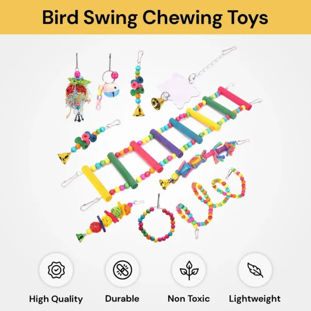 Parrot Hanging Swing Bird Toy Harness Cage Ladder Parakeet Cockatiel Hammock Toy