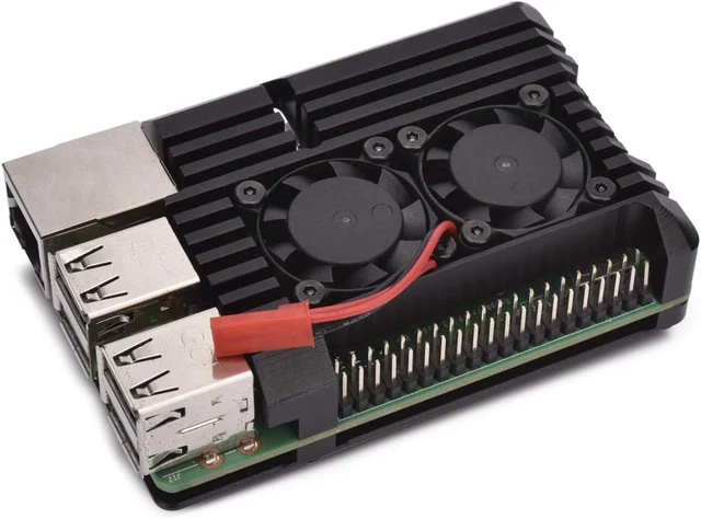 RASPBERRY PI 3 Model B+ Aluminum Case with Dual Cooling Fan Metal Shell ...