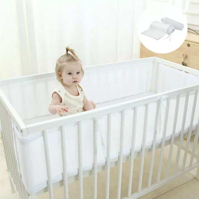 Soft Air Mesh Crib Liner Wrap Nursery Cot Bed Bumper Set Baby Easy Breathable AU 2
