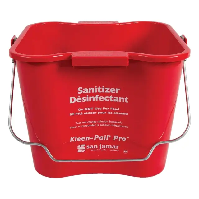 San Jamar KPP196RD Kleen-Pail Pro Red 6 Quart Sanitizing Pail