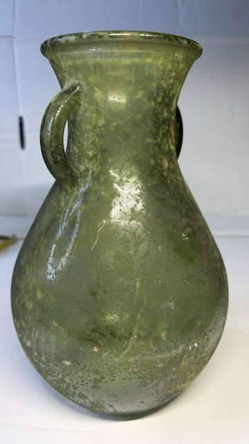 Vase Amphore Murano En Verre Soufflé – Vert, Style Scavo Ancien