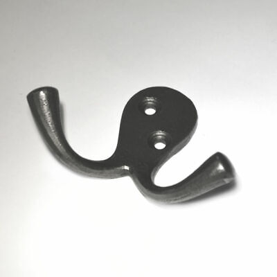 CAST ANTIQUE IRON DOUBLE HAT / COAT / ROBE HOOK with Screws 70mm approx.
