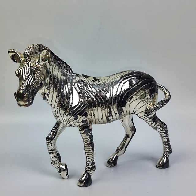 Escultura Cebra de Plata Laminado Made IN Italy Vintage Ornamento Colección