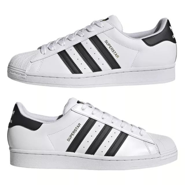 nuovoAdidas Superstar Uomo 41 42 2/3 43 44 45 Bianco nero scarpe sneakers EG4958