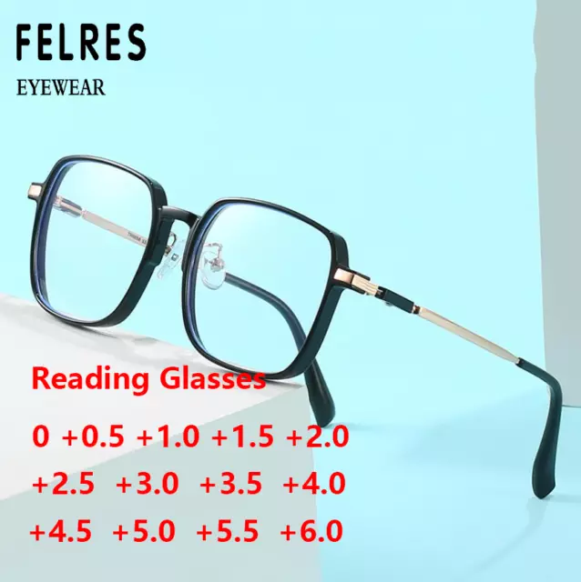 TR90 Square Anti Blue Light Reading Glasses For Men Women Oversize Glasses New