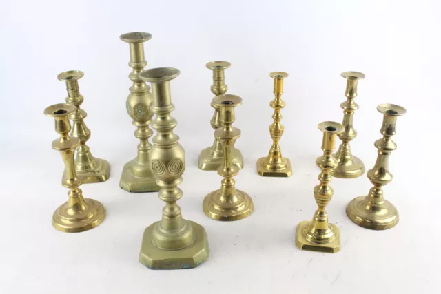 Vintage Brass Candlestick Holder Pars of Various Sizes & Styles x 5 5617g