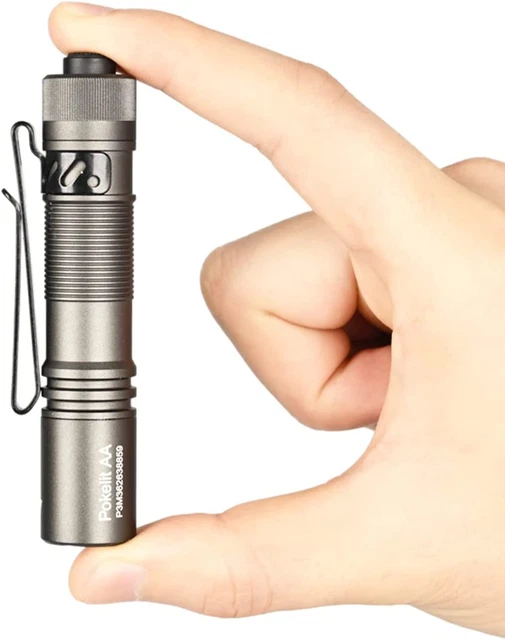 Pokelit AA Rechargeable Mini Flashlight with Clip 1000 High Lumens Po...