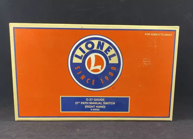 Lionel Trains 0-27 Gauge 27" Path Manual Switch Right Hand 6-65022 New In Box