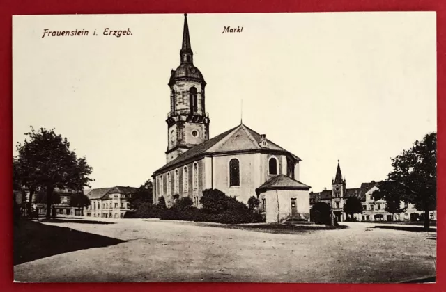 AK FRAUENSTEIN im Erzgebirge um 1920 Markt mit Kirche   ( 70014