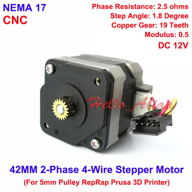 NEMA 17 Stepper Motor CNC shaft for 5mm pulley RepRap Prusa Rostock 3D printer