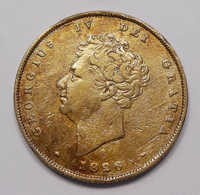 Great Britain 1826 SILVER Shilling VF+ GILDED Key King George IV Golden UK Coin
