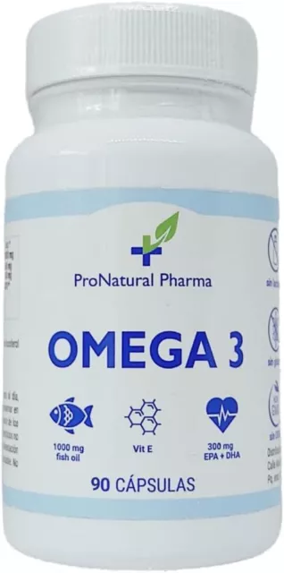 Omega 3 - Aceite Pescado puro + vitamina E 90 Capsulas 1000mg,Suministro 3 meses