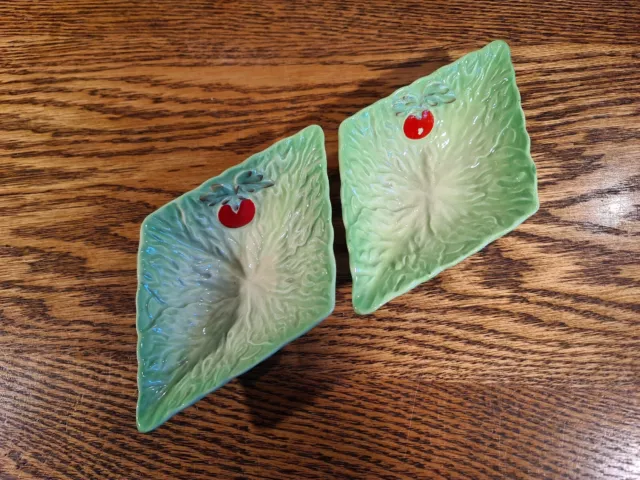 Attractive Pair Of Vintage Beswick Lettuce & Tomato Hors D'oevre Dishes