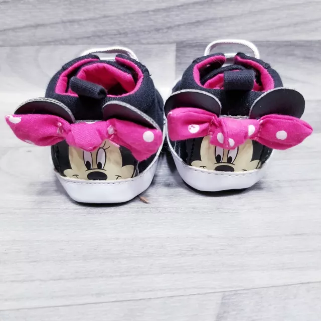 Disney Store Minnie Mouse Pink Bows Baby Infant Shoes Black