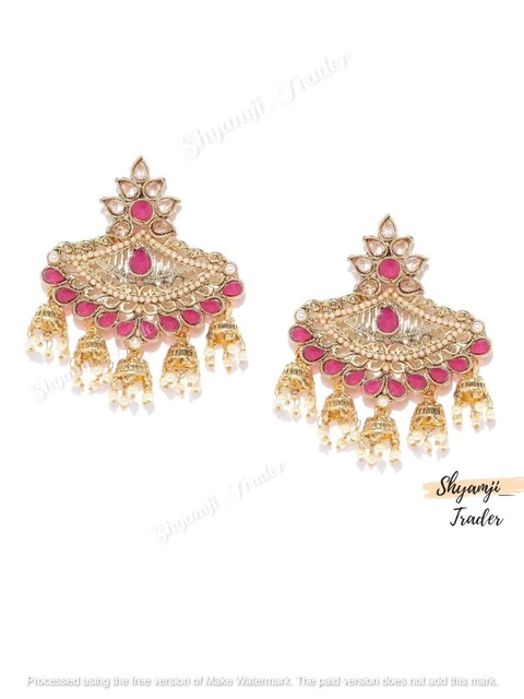 Indian Bollywood Gold Plated Jhumka Jhumki Ruby Earring Fashion Women Jewelry
