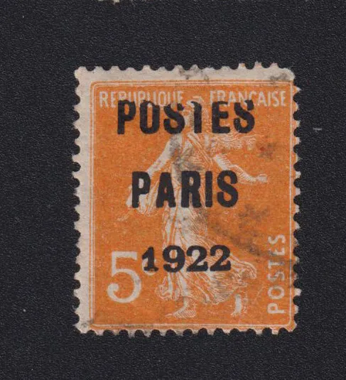 Timbre de France préoblitéré N° 30 5 c Semeuse Poste Paris 1922 🧐🧐🧐🧐🧐🧐🧐🧐