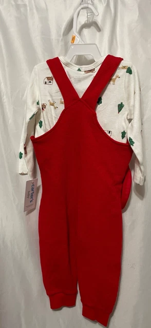 carters unisex baby 12 months outfit red/white waffle knit holiday santa holiday