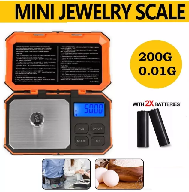 Mini Pocket Digital Scales 0.01-200g Balance Gram Jewellery Precision Weight AUS