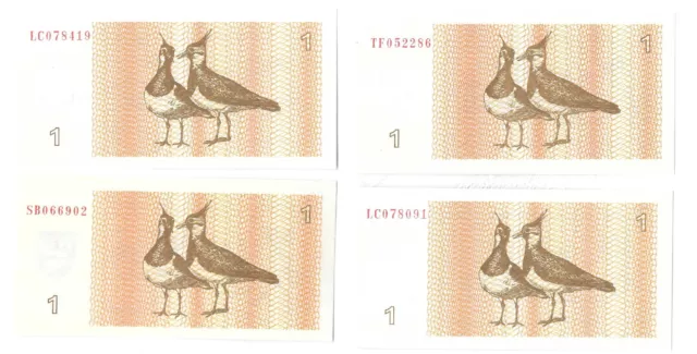 Litauen Lithuania - 4 Banknoten - 1 Talonas - 1992 - UNC