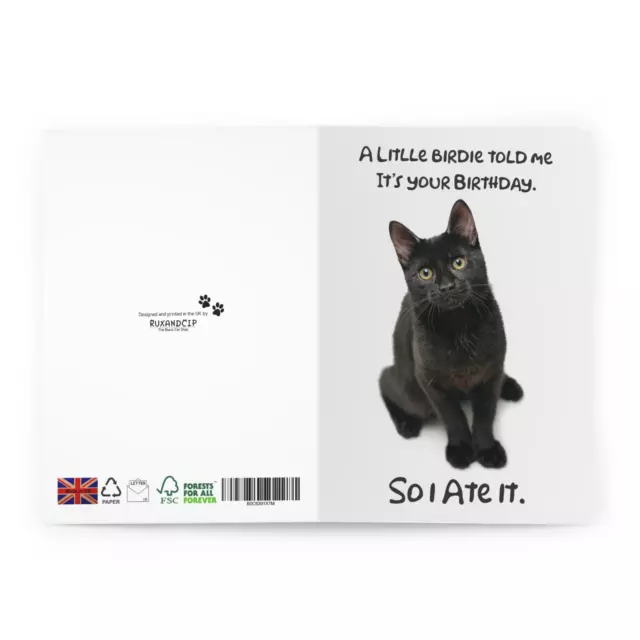 Happy Birthday Card with black cat, perfect greeting card for the cat lover 2