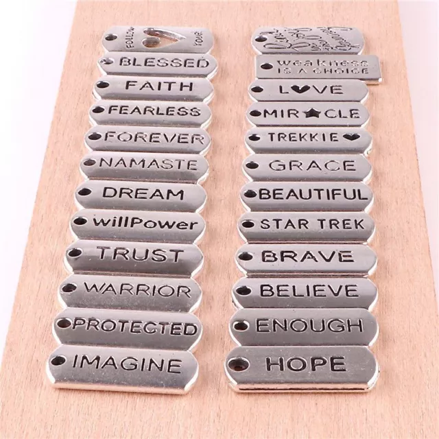 Antique Words Tag Charms - Silver Colored Word Pendants Jewelry Making Ornament