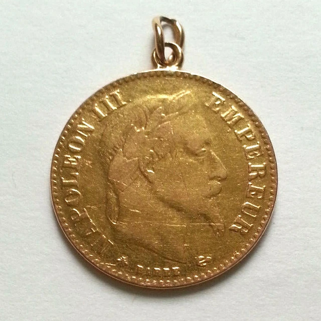 Pendentif Réplique 10 Francs Napoléon III En Or 18K - Poids 3 à 3.2 Grammes - Bijou Occasion