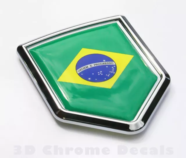 Brazil  Flag Car Brazilian Emblem Chrome Decal Sticker