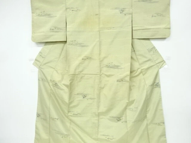 6542237: Japanese Kimono / Antique Kimono / Fushi Tsumugi / Woven Flower