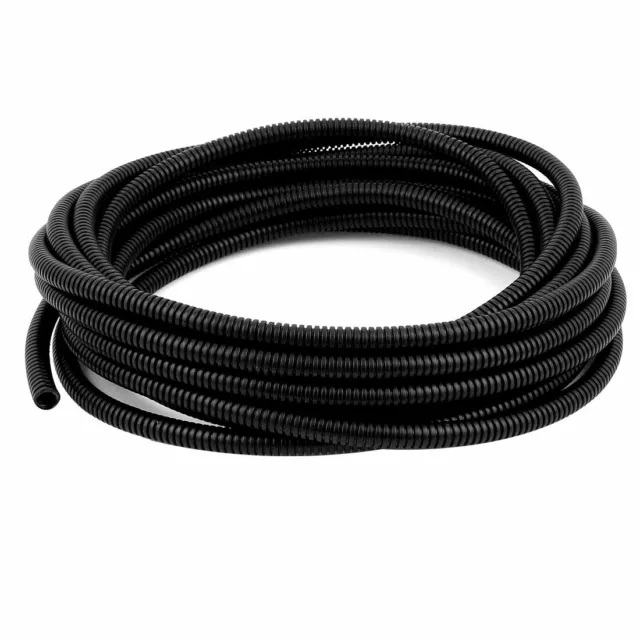 7.5 M 7 x 10 mm Plastic Flexible Corrugated Conduit Tube for Garden,Office Black