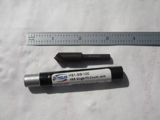 New Melin Usa Hss 1/4" Shank X 3/8" Cut Dia. X 2" Oal X 100 Degree Countersink