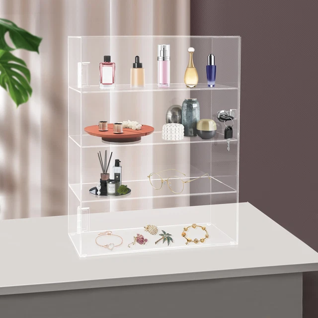 4-Layer Clear Acrylic Countertop Display Case Locking Cabinet Showcase Box USA