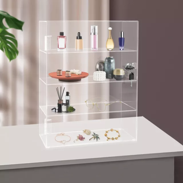 Clear Acrylic Countertop Display Case Store Fixture Showcase With Front Lock US