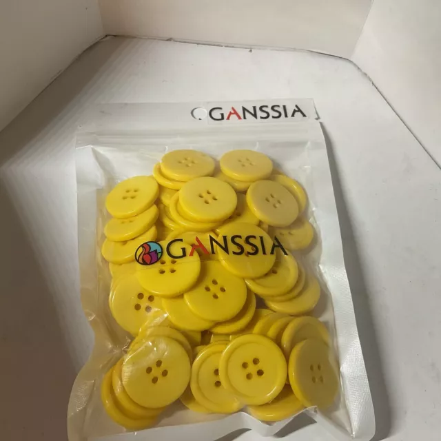 GANSSIA 7/8 Inch (22.5Mm) Yellow Button Resin Sewing Buttons for Garment/DIY