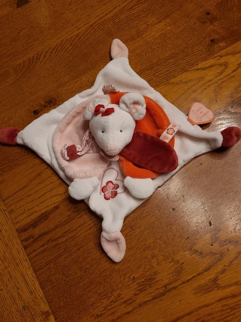 Doudou Et Compagnie Souris Plat Clementine Blanc Rose Rouge Etat Neuf