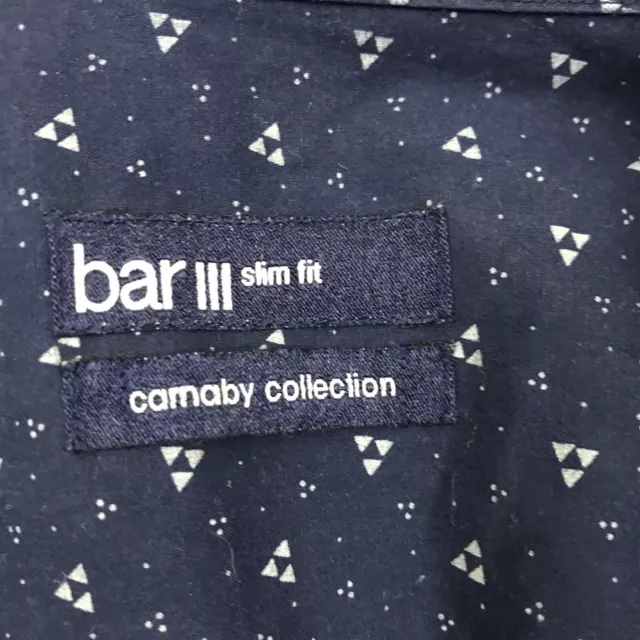Bar III Shirt Carnaby Mens Medium Button Up Long Sleeve Blue Geometric Slim Fit 2