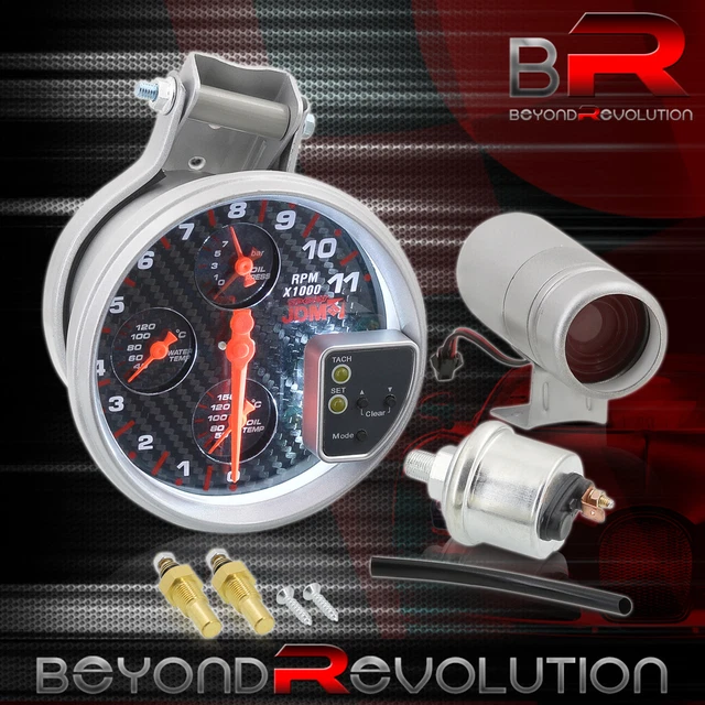 For Kia Lotus 5" 4 In 1 11K Tachometer Water Oil Temp Pressure Gauge Shift Light
