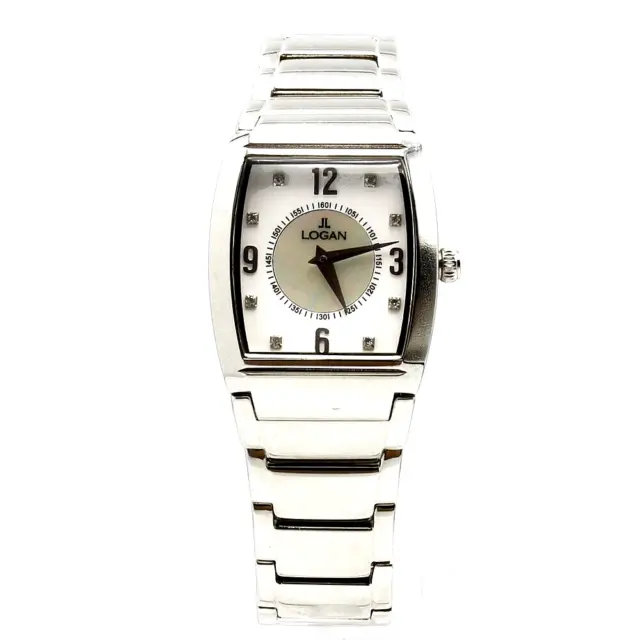 orologio rettangolare donna diamanti vintage svizzero acciaio madreperla bianco