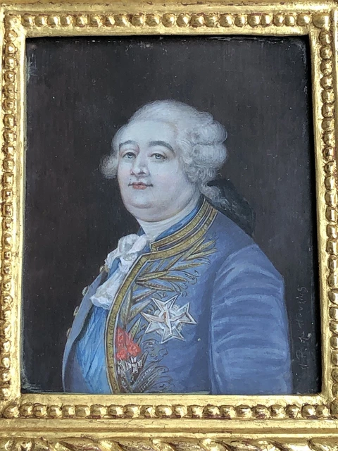 RARE magnifique MINIATURE PEINTURE XVIIIe début XIXe Portrait LOUIS XVI signée 2