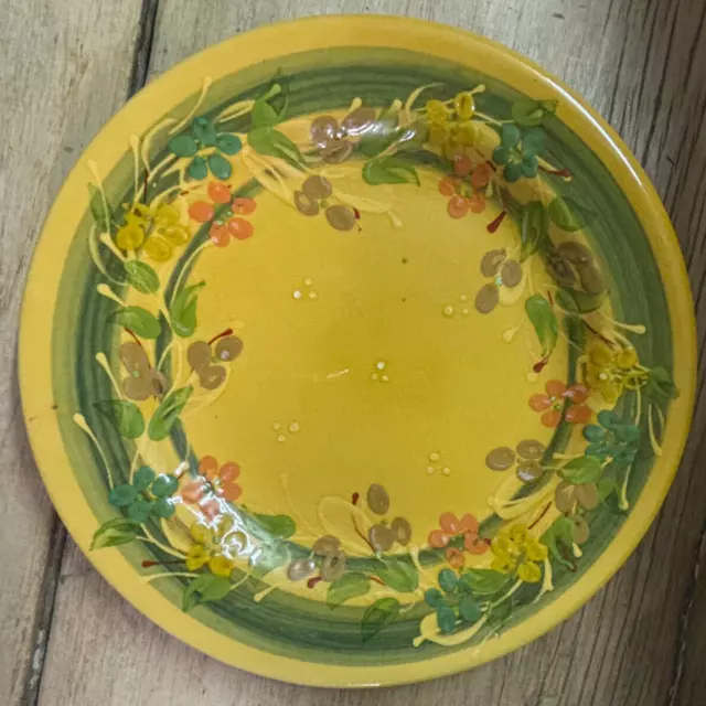 9" Salad/Lunch Plate Terre Souleo Provence France Pottery Yellow Flowers/Leaves