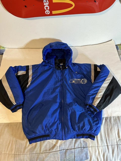 Vtg Orlando Magic Jacket Youth Boys XL 18 Jump Ball Club Full Zip Hooded Blue