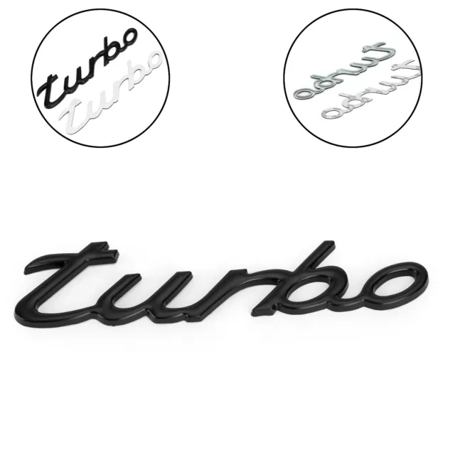 3D Car Sticker Plating Metal Turbo Logo Emblem Badge Decal Black T7
