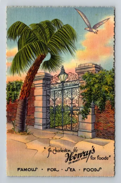 Charleston C-South Carolina, Henry's Restaurant, Advertising, Vintage Postcard