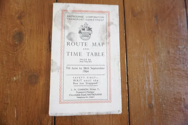 1964 Eastbourne Corporation Route Map & Timetable  Bus Railway