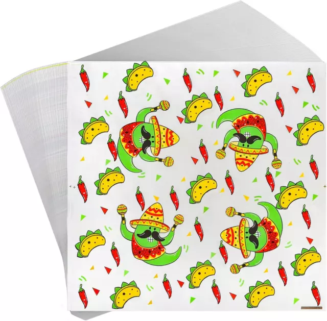 12" x 12" Mexican Print Deli Sandwich Wrap Paper Grease Resistant 1000 Pack