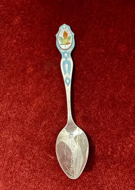 Vintage Sterling Silver Enamelled Tea Spoon, Souvenir Vancouver, Canada