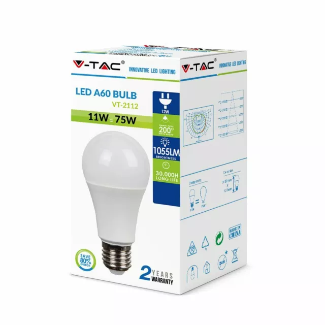 10 LAMPADINE LED V-Tac BULBO E27 da 9W a 17W LAMPADE LUCE CALDA NATURALE FREDDA