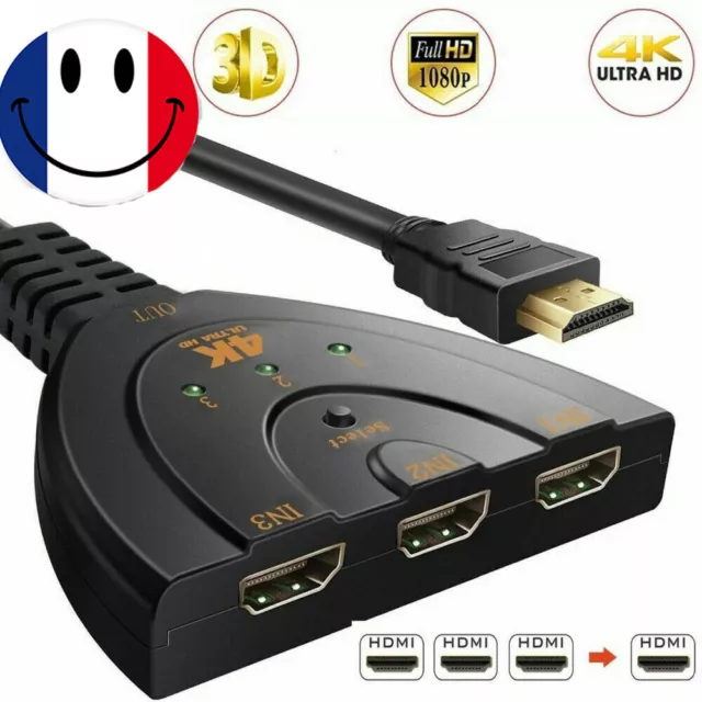 3 Port HDMI Splitter Cable 1080P Multi Switch Switcher HUB Box for PS3 XBOX DVD