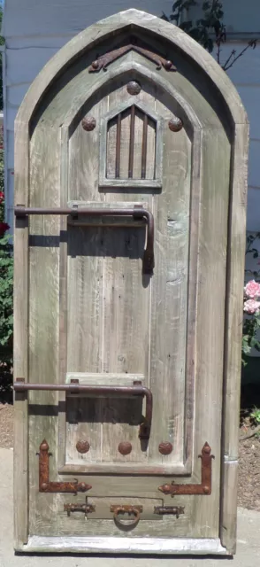 Rustic reclaimed arched topped dungeon story book castle door pre hung free ship